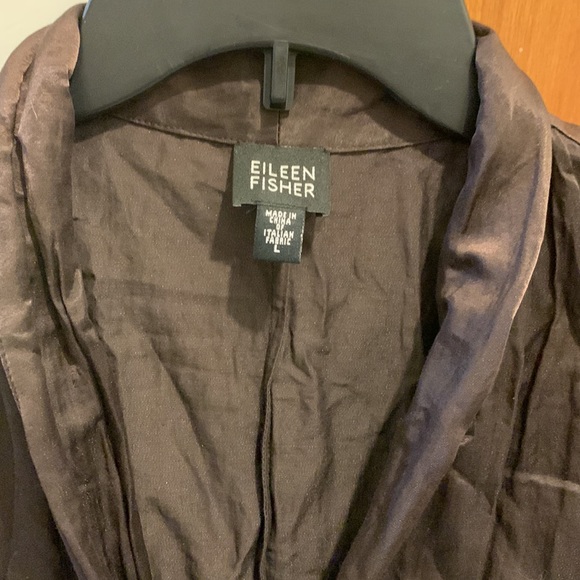 EILEEN Fisher Chocolate Brown Size Small L- Women Classic Collar Shirt Dress - Picture 2 of 11